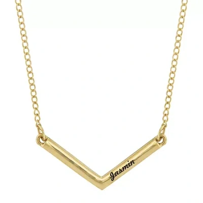 Fine Jewelry Personalized V-shaped Engraved Necklace In Yellow