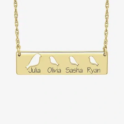 Fine Jewelry Personalized Womens 10k Gold Bird Bar Name Pendant Necklace In Yellow