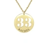 Fine Jewelry Personalized Womens 14k Gold Name And Number Round Pendant Necklace In Pink