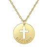 Fine Jewelry Personalized Womens 24k Gold Over Silver Cross Name Pendant Necklace In Yellow