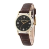 Fine Jewelry Personalized Womens Brown Leather 4 Diamond Strap Watch In Black