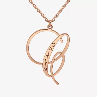 Fine Jewelry Personalized Womens Name Engraved Initial Pendant Necklace In Pink