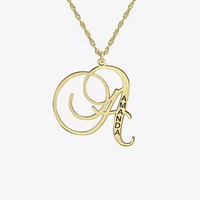 Fine Jewelry Personalized Womens Name Engraved Initial Pendant Necklace In Yellow
