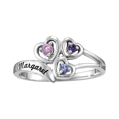 Fine Jewelry Personalized Womens Simulated 14k Gold Heart 3-stone Cocktail Ring In Transparent
