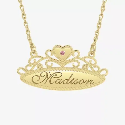 Fine Jewelry Personalized Womens Simulated Multi Color 10k Gold Round 18 Inch Pendant Necklace In Yellow