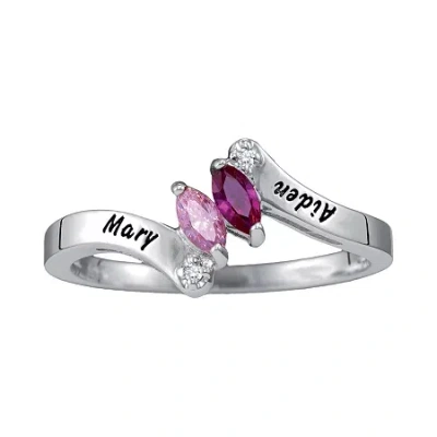 Fine Jewelry Personalized Womens Simulated Sterling Silver Bypass Cocktail Ring In Transparent