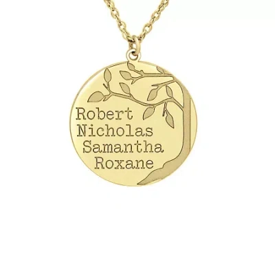 Fine Jewelry Personalized Womens Sterling Silver Family Tree Name Pendant Necklace In Yellow