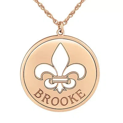 Fine Jewelry Personalized Womens Sterling Silver Fleur De Lis Name Pendant Necklace In Pink