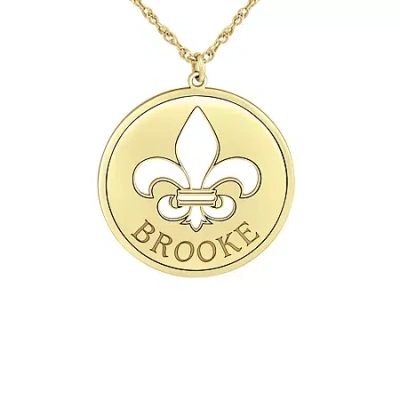 Fine Jewelry Personalized Womens Sterling Silver Fleur De Lis Name Pendant Necklace In Yellow