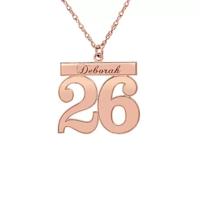 Fine Jewelry Personalized Womens Sterling Silver Name And Player Number Pendant Necklace In Pink