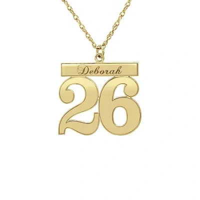 Fine Jewelry Personalized Womens Sterling Silver Name And Player Number Pendant Necklace In Yellow