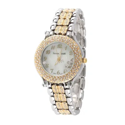 Fine Jewelry Personalized Womens Two Tone Crystal Accent Bracelet Watch In Transparent