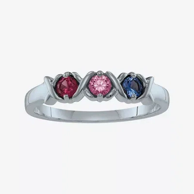 Fine Jewelry Personalized Xs And Os Birthstone Ring In White