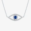 Fine Jewelry "protector" Womens Lab Created Blue Sapphire Sterling Silver Evil Eye Pendant Necklace In Transparent