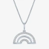 Fine Jewelry Rainbow (gh / Si2 I1) Womens 1/10 Ct. T.w. Lab Grown White Diamond Sterling Silver 18 Inch Pendant N In Transparent