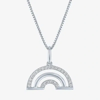 Fine Jewelry Rainbow (gh / Si2 I1) Womens 1/10 Ct. T.w. Lab Grown White Diamond Sterling Silver 18 Inch Pendant N In Transparent