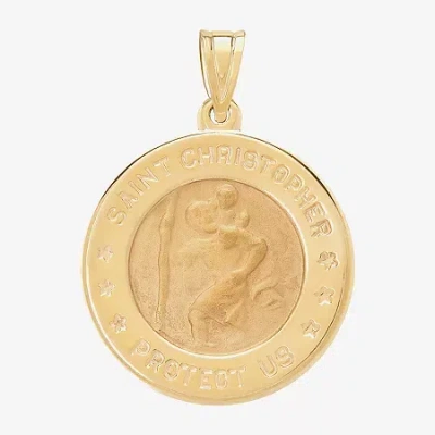 Fine Jewelry Saint Christopher Unisex Adult 14k Gold Round Pendant In Transparent