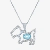 Fine Jewelry Scottie Dog Womens Lab Created Blue Topaz Sterling Silver 18 Inch Pendant Necklace In Transparent