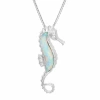 Fine Jewelry Seahorse Womens Diamond Accent Lab Created White Opal Sterling Silver 18 Inch Pendant Necklace In Transparent