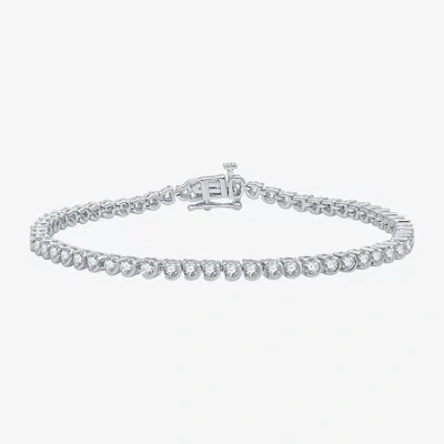 Fine Jewelry (si1-si2/g) Womens 3 Ct. T.w. Lab Grown White Diamond Sterling Silver 7.5 Inch Tennis Bracelet