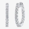 Fine Jewelry (si2/ H) Womens 2 Ct. T.w. Lab Grown White Diamond 10k White Gold 22.5mm Hoop Earrings In Transparent