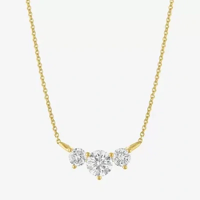 Fine Jewelry (si2-i1/g-h) Womens 1 Ct. T.w. Lab Grown White Diamond 10k Gold 18 Inch Pendant Necklace In Transparent