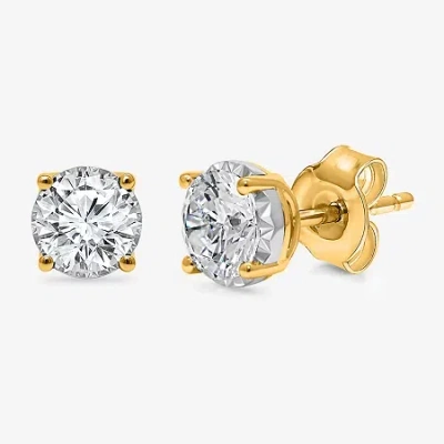 Fine Jewelry Si2,i 1 1/2 Ct. T.w. Lab Grown White Diamond Sterling Silver Round Stud Earrings In Yellow