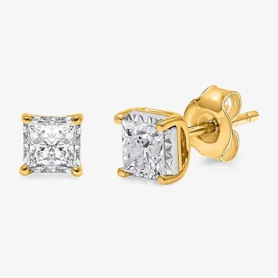 Fine Jewelry Si2,i 1 Ct. T.w. Lab Grown White Diamond Sterling Silver 4.7mm Stud Earrings In Yellow