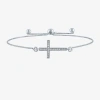 Fine Jewelry Sideways (g-h / Si2-i1) Womens 1/10 Ct. T.w. Lab Grown White Diamond Sterling Silver Cross Bolo Brac In Transparent