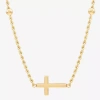 Fine Jewelry Sideways Womens 10k Gold Cross 18 Inch Pendant Necklace In Transparent