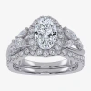 Fine Jewelry Signature By Modern Bride (g-h,vs2-si1) Womens 1 1/2 Ct. T.w. Lab Grown White Diamond 14k Gold Oval  In White