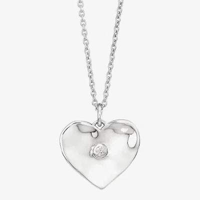 Fine Jewelry Silpada Silpada Womens White Cubic Zirconia Sterling Silver Heart 16 Inch Pendant Necklace