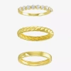 Fine Jewelry Silver Addiction Womens Cubic Zirconia 14k Gold Over Silver Round Ring Set In Yellow