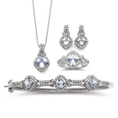Fine Jewelry Simulated Aquamarine & Cubic Zirconia Boxed 4-pc. Jewelry Set In Transparent