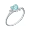Fine Jewelry Simulated Aquamarine And Genuine White Topaz Sterling Silver Heart-shaped Ring In Blue