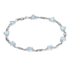 Fine Jewelry Simulated Aquamarine Heart-shaped Sterling Silver Bracelet In Transparent