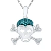 Fine Jewelry Skull Womens Diamond Accent Natural Blue Diamond Sterling Silver Skull 18 Inch Pendant Necklace In Transparent
