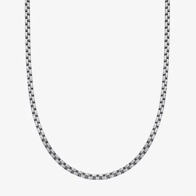 Fine Jewelry Stainless Steel Solid Box Chain Necklace In White