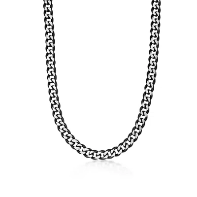 Fine Jewelry Stainless Steel Solid Curb Chain Necklace In Black