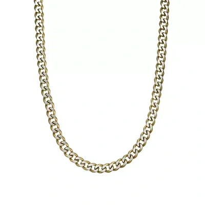 Fine Jewelry Stainless Steel Solid Curb Chain Necklace In Yellow