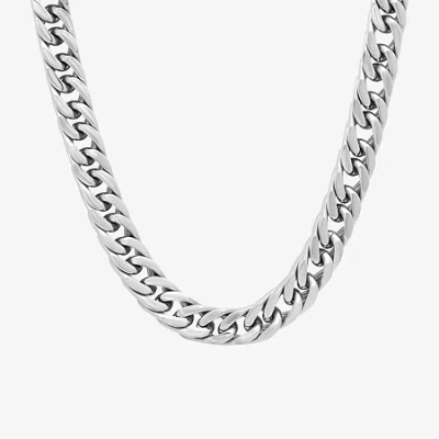 Fine Jewelry Stainless Steel Solid Link Chain Necklace In Transparent