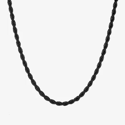 Fine Jewelry Stainless Steel Solid Rope Chain Necklace In Black