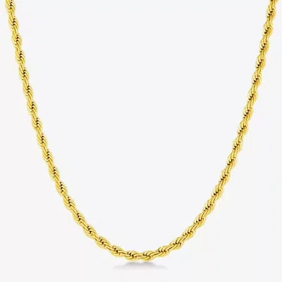 Fine Jewelry Stainless Steel Solid Rope Chain Necklace In Yellow