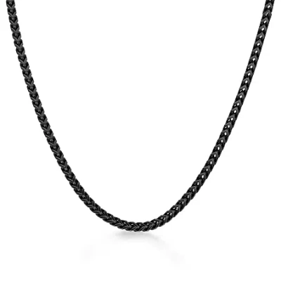 Fine Jewelry Stainless Steel Solid Wheat Chain Necklace In Black