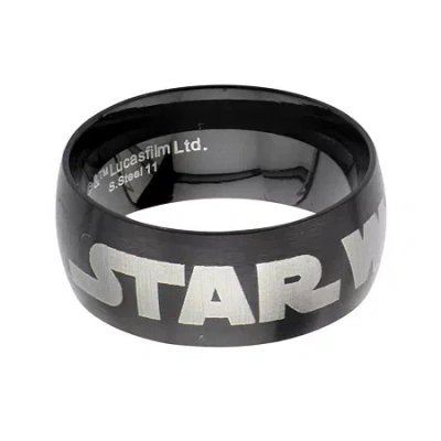 Fine Jewelry Star Wars Logo Mens Stainless Steel And Black Ip Dome Ring