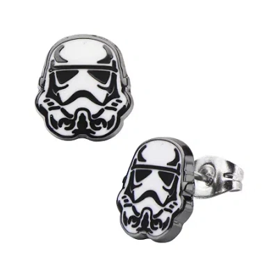 Fine Jewelry Star Wars Stainless Steel And Enamel Stormtrooper Stud Earrings In White