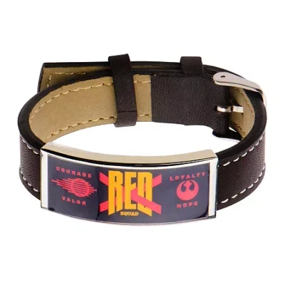 Fine Jewelry Star Wars Stainless Steel & Leather Episode Vii Red X Id Bracelet In White