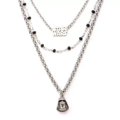 Fine Jewelry Star Wars Stainless Steel Darth Vader 3-tiered Pendant Necklace In White