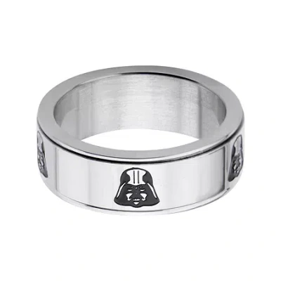 Fine Jewelry Star Wars Stainless Steel Darth Vader Spinner Ring In White
