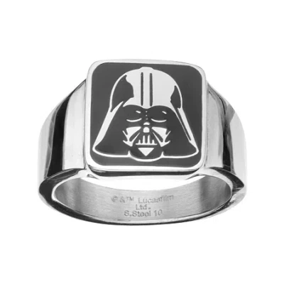Fine Jewelry Star Wars Stainless Steel Darth Vader Square Top Ring In White